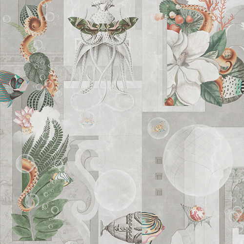 Carta da parati contemporanea - GARDEN OF DREAMS LIGHT - Devon&Devon - a motivi / aspetto tessuto / grigia