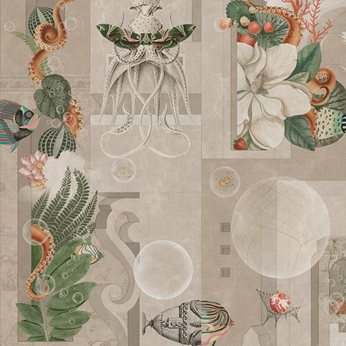 Carta da parati contemporanea - GARDEN OF DREAMS SEPIA - Devon&Devon - a motivi / aspetto tessuto / beige