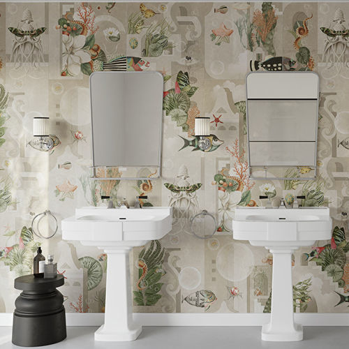 Pannello decorativo in ceramica - GARDEN OF DREAMS SEPIA B - Devon&Devon - per interni / liscio / ignifugo