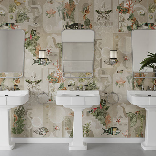 Pannello decorativo in ceramica - GARDEN OF DREAMS SEPIA A - Devon&Devon - per interni / liscio / ignifugo