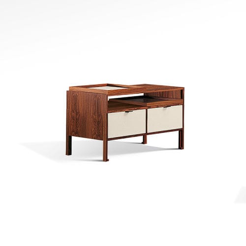 Comodino contemporaneo - MEA - GIORGETTI - in legno / in pelle / con supporto in legno