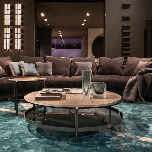 Tavolino basso contemporaneo - SKYLINE - GIORGETTI - in mogano / in vetro / in marmo
