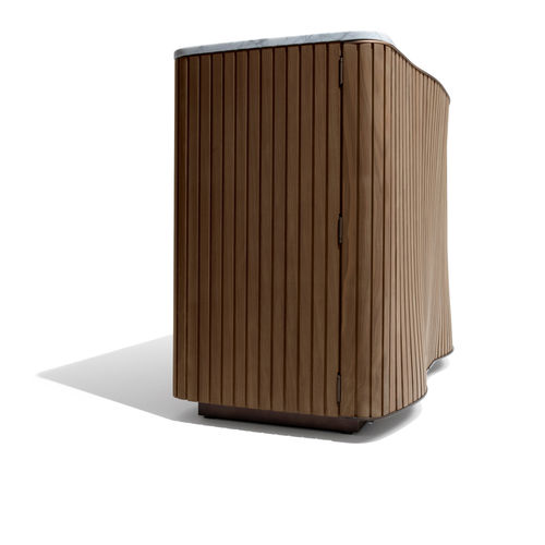 Mobile bar contemporaneo - KIRI - GIORGETTI - in noce / in MDF / in pelle