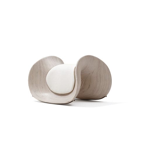 Pouf contemporaneo - CLOP - GIORGETTI - in tessuto / in pelle / in legno compensato