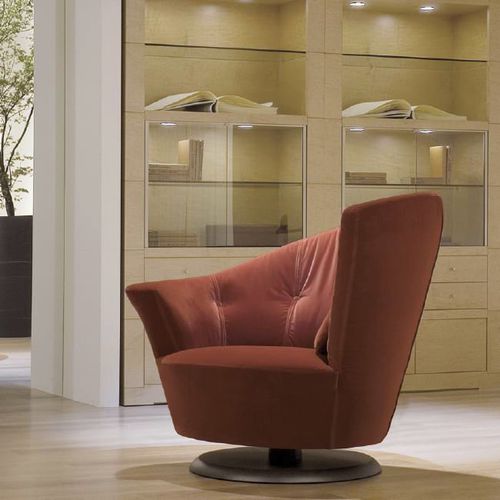 Poltrona contemporanea - ARABELLA - GIORGETTI - in tessuto / in pelle / in legno
