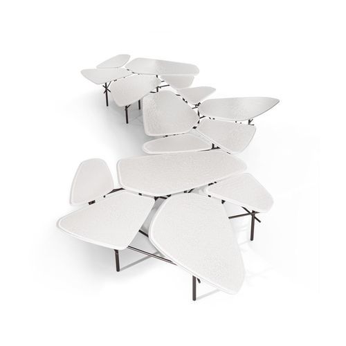 Tavolino basso design minimalista - FRAGMENTUM - GIORGETTI - in vetro / con supporto in acciaio inossidabile / modulare