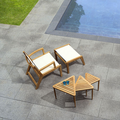 Poltrona classica - SOUTHAMPTON - Tectona - in Batyline® / in teak / grigia