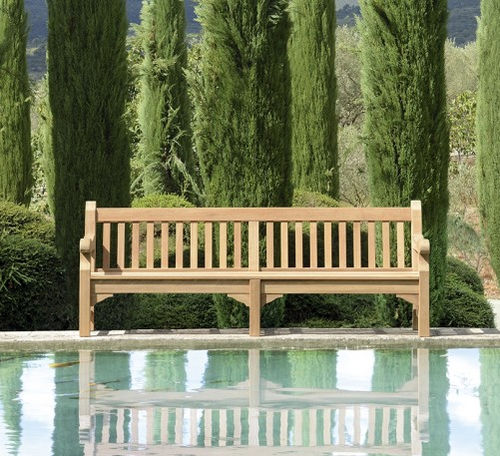 Panca da giardino classica - EXBURY - Tectona - in teak / con schienale / con braccioli