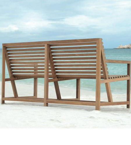 Panca da giardino contemporanea - TECTO - Tectona - in teak / con schienale / con braccioli