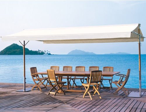 Tenda da sole autoportante - BUTTERFLY - Tectona - manuale / bianca / acrilica