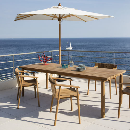 Tavolo contemporaneo - BATTEN - Tectona - in teak / con supporto in teak / rettangolare
