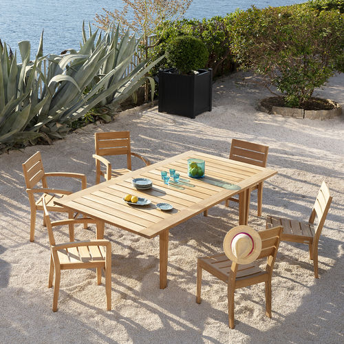 Tavolo contemporaneo - EXETER - Tectona - in teak / con supporto in teak / rettangolare