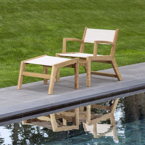 Poggiapiedi classico - SOUTHAMPTON - Tectona - in Batyline® / in teak / da giardino