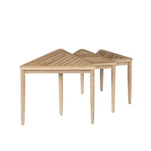 Tavolino estraibile contemporaneo - Tectona - in legno / con supporto in legno / triangolare
