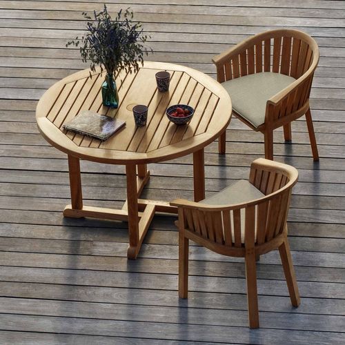 Poltrona contemporanea - EXETER - Tectona - in tessuto / in teak / con cuscino rimovibile