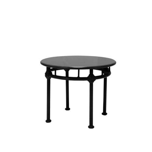 Tavolino basso contemporaneo - 1800 - Tectona - in alluminio laccato / con supporto in alluminio laccato / rotondo