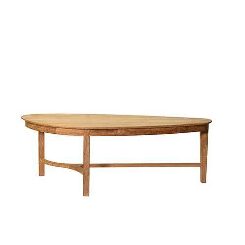 Tavolino basso contemporaneo - Exeter - Tectona - in teak / con supporto in legno / ovale