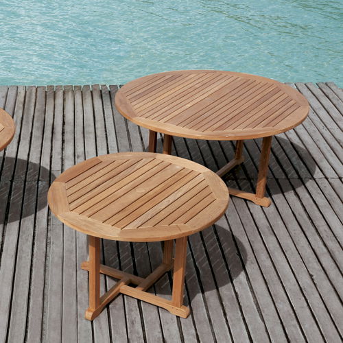 Tavolo classico - BARKLEY - Tectona - in teak / con supporto in teak / rotondo