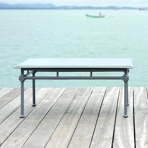 Tavolino basso classico - 1800 - Tectona - in alluminio laccato / rettangolare / per uso residenziale