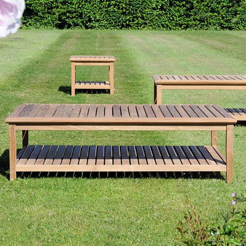 Tavolino basso contemporaneo - DUXFORD  - Tectona - in teak / con supporto in legno / rettangolare