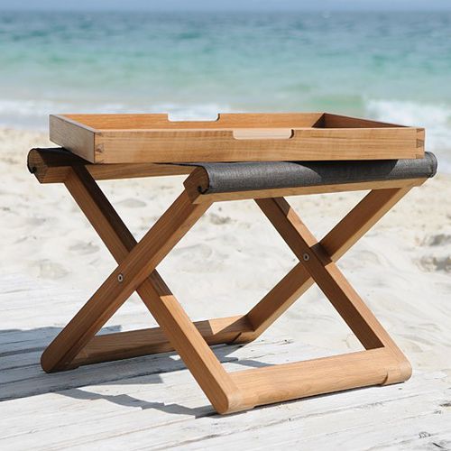 Poggiapiedi contemporaneo - COPACABANA - Tectona - in tessuto / in teak / da giardino