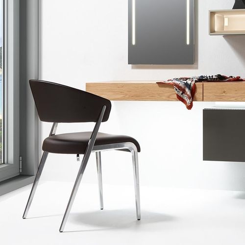 Sedia contemporanea - S 500 - hülsta - da interno / in pelle / con supporto in acciaio inossidabile