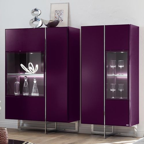 Credenza con alzata in vetro - FONIS  - hülsta - contemporanea / in legno / in alluminio