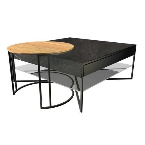 Tavolino basso contemporaneo - CT 230 - hülsta - in vetro / in quercia naturale / in ceramica