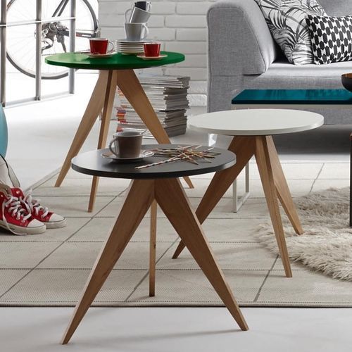 Tavolo d'appoggio contemporaneo - CT 71 - hülsta - in legno laccato / con supporto in quercia / con supporto in noce