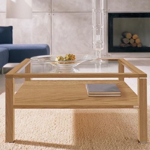Tavolino basso contemporaneo - CT 10 - hülsta - in vetro / con supporto in quercia / con supporto in noce
