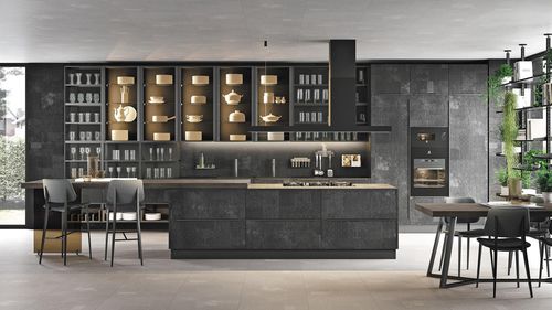 Cucina contemporanea - CLOVER - CUCINE LUBE - in legno / con isola / senza maniglie