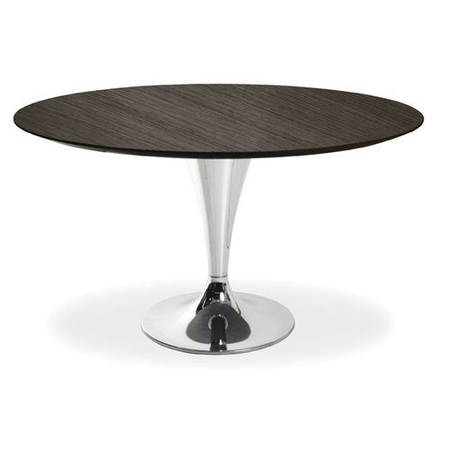 Tavolo contemporaneo - DISCOVERY - CUCINE LUBE - in metallo cromato / con supporto in metallo cromato / rotondo