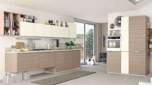 Cucina contemporanea - IMMAGINA - CUCINE LUBE - impiallacciata in legno / con impugnature / laccata