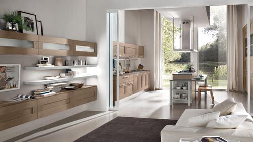 Parete attrezzata per soggiorno contemporanea - GALLERY - CUCINE LUBE - in legno laccato