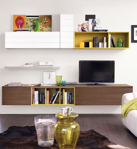 Parete attrezzata TV contemporaneo - ADELE - CUCINE LUBE - in legno laccato