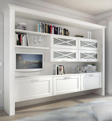 Libreria a muro - AGNESE - CUCINE LUBE - classica / in legno / bianca