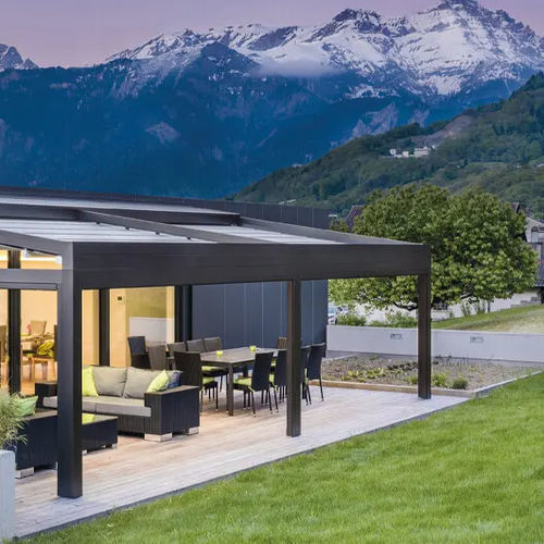 Pergola addossata - MONTHEY - SWITZERLAND - Gibus SPA - in metallo / in vetro / su misura