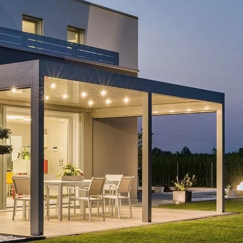 Pergola addossata - LUPARI - ITALY - Gibus SPA - in metallo / a lamelle frangisole / bioclimatica