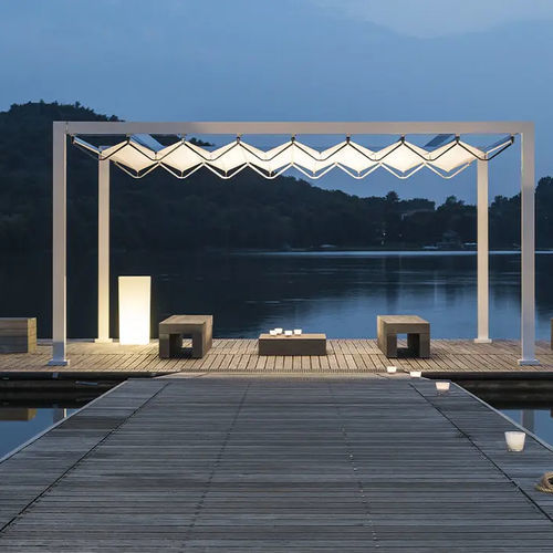 Gazebo in legno - LAKE SIRIO PIER - Gibus SPA - in PVC / tetto in tela / con struttura in legno