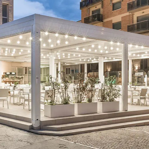Pergola autoportante - CAORLE - ITALY - Gibus SPA - in acciaio / in tessuto / con copertura in tela