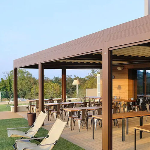 Pergola addossata - BALDORIA BREWPUB - Gibus SPA - in tessuto / a lamelle frangisole / su misura