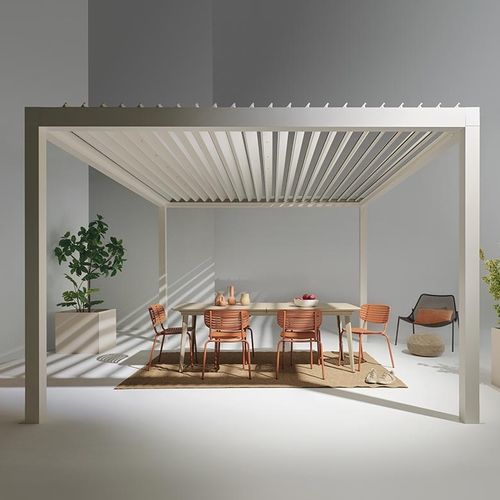 Pergola autoportante - MOVIE - Gibus SPA - addossata / in metallo / a lamelle orientabili