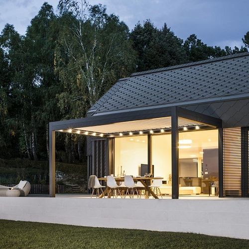 Pergola autoportante - TWIST - Gibus SPA - addossata / in alluminio estruso / a lamelle orientabili