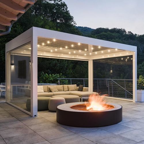 Pergola autoportante - JOY - Gibus SPA - addossata / in alluminio termolaccato / a lamelle orientabili