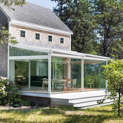 Pergola addossata - ZERO+ - Gibus SPA - in alluminio verniciato / in alluminio termolaccato / con copertura scorrevole in tela PVC