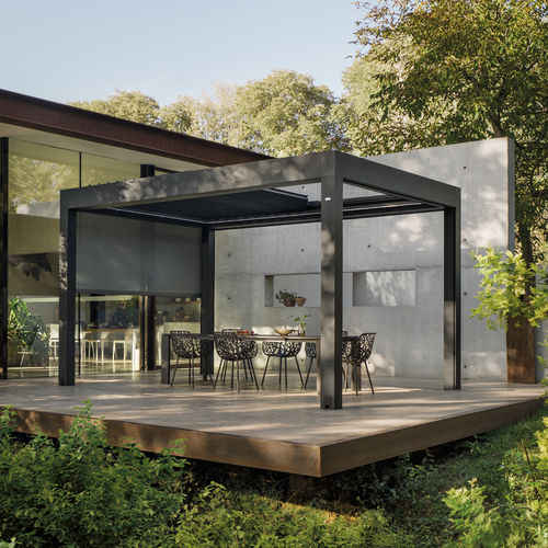 Pergola autoportante - VELVET PLUS - Gibus SPA - addossata / in alluminio estruso / in vetro