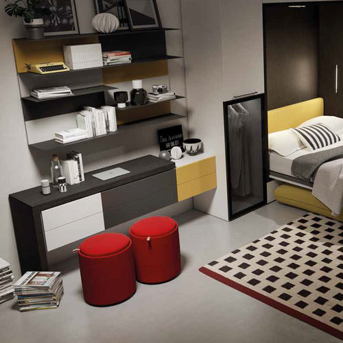 Pouf contemporaneo - PILL - TUMIDEI - in tessuto / tondo / con contenitore