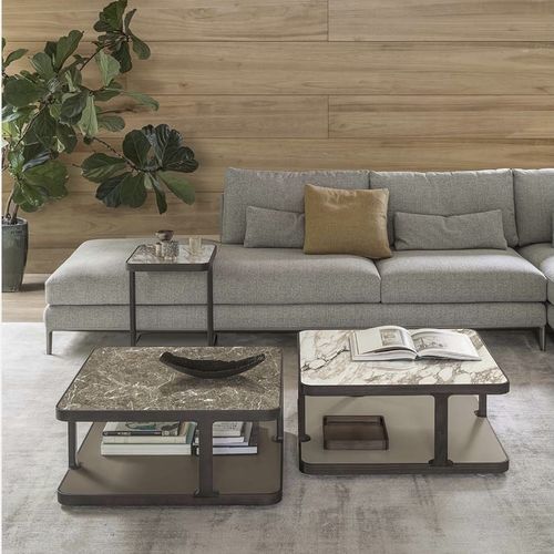 Tavolino basso contemporaneo - Toledo - ALIVAR - in MDF / in marmo / con supporto in noce