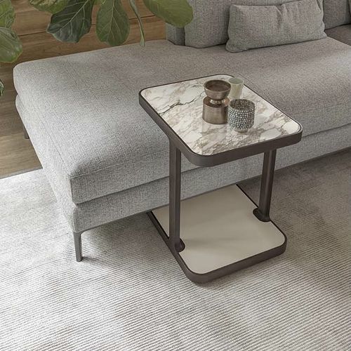 Tavolo d'appoggio contemporaneo - Toledo - ALIVAR - in MDF laccato / in marmo / con supporto in frassino