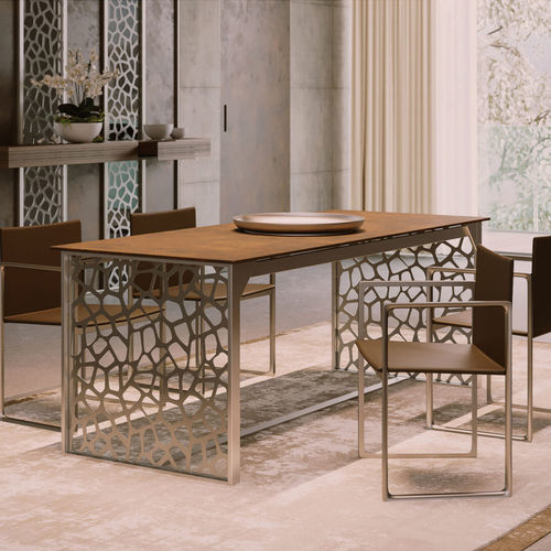 Tavolo contemporaneo - Orizzonte - LINVISIBILE - in legno / in vetro / in ceramica